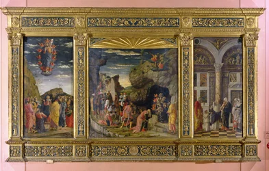 Altarpiece depicting the Ascension, the Adoration of the Magi and the Circumcision, c.1463-64